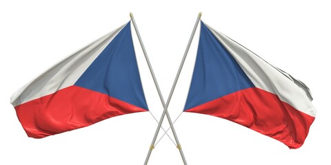 Isolated flags of Czech on white background. 3D rendering