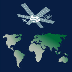 A television satellite station in space. Vector illustration.