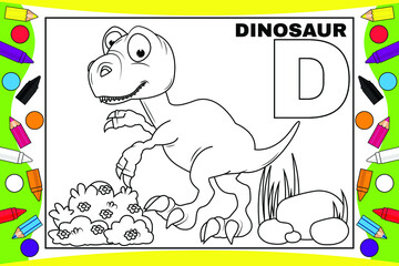 coloring dinosaur cartoon for kids