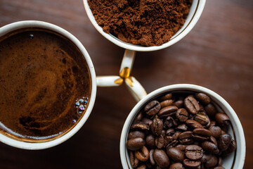 coffee beans and cup