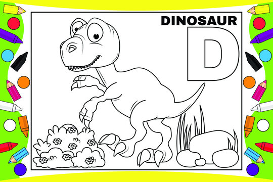 coloring dinosaur cartoon for kids