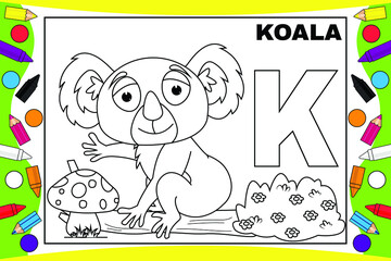 coloring koala cartoon for kids