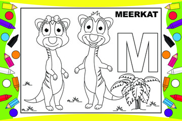 coloring meerkat cartoon for kids