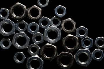 close-up nuts on dark background