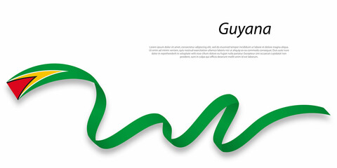 Waving ribbon or banner with flag of Guyana. © magr80