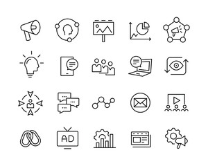 Marketing and Advertising Icons - Vector Line. Editable Stroke. 