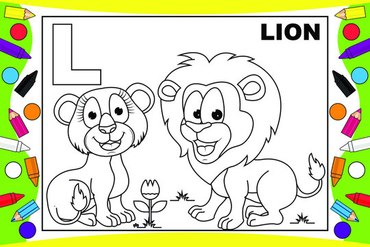coloring lion cartoon for kids