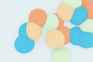 Metaball element with bicolor texture. Rounded shapes are on white background. 3D illustration