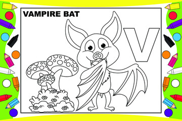 Obraz na płótnie Canvas coloring vampire bat cartoon for kids
