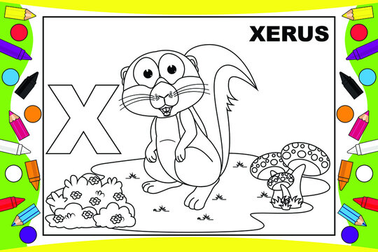 coloring xerus cartoon for kids