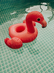 Pink flamingo in the pool, cocktail coaster, chill out, summer vacation