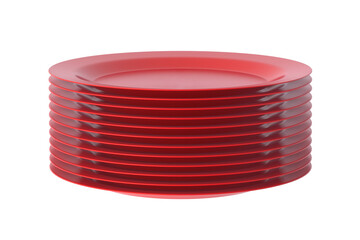 Stack of round plates isolated on white background. 3d render