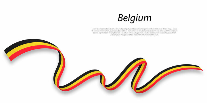 Waving ribbon or banner with flag of Belgium.