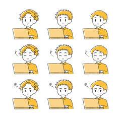 PCを操作する男性のイラスト