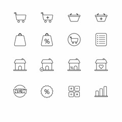 Shopping and business outline icons for using in web design