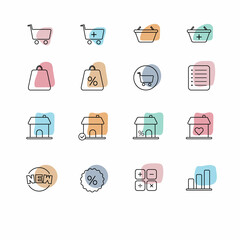 Shopping colorful icons for using in web 