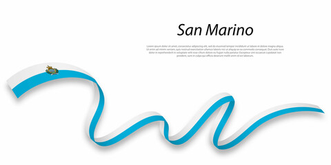 Waving ribbon or banner with flag of San Marino.