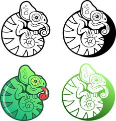 cute little chameleon, logo design