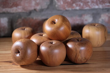 apple made of wood decorative beautiful as a decorative element for interior design
