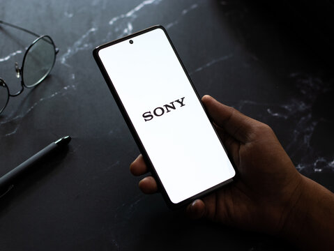 West Bangal, India - April 20, 2022 : Sony on phone screen stock image.