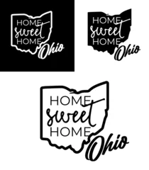 Fotobehang home sweet home ohio in hand writing and state map abstract bundle wallpaper can be use for souvenir product coffee mug advertisement poster website template notebook cove eps. © Nipith