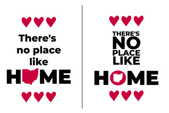 there no place like home with ohio state map with heart picture can be use for souvenir product coffee mug advertisement poster website template notebook cover eps.