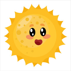 cute yellow sun with kawaii eyes. the source of life on our planet