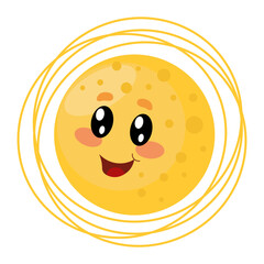 a cheerful smiling sun with cute kawaii eyes
