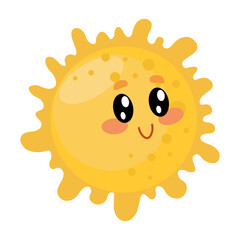 cute yellow sun with kawaii eyes.  the source of life on our planet