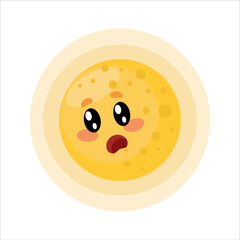 surprised yellow sun with kawaii eyes on a white background