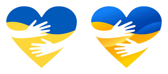 Help Ukraine - hands embracing heart