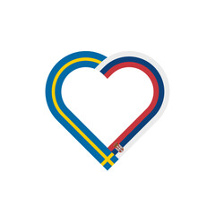 unity concept. heart ribbon icon of sweden and serbia flags. vector illustration isolated on white background