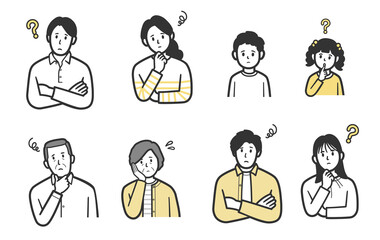 ネガティブな表情のさまざまな年代の人々