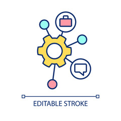 Communication network for business RGB color icon. Corporate system building. Connection for success. Isolated vector illustration. Simple filled line drawing. Editable stroke. Arial font used
