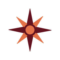 Navigational star semi flat color vector object. Full sized item on white. Compass rose. Celestial navigation. Simple cartoon style illustration for web graphic design and animation