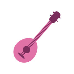 Vintage acoustic guitar semi flat color vector object. Musical string instrument. Playing banjo. Full sized item on white. Simple cartoon style illustration for web graphic design and animation