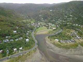 drone shot of houses 