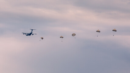 The 2nd Foreign Parachute Regiment (2e REP) of the French Foreign Legion jump from a French Air...