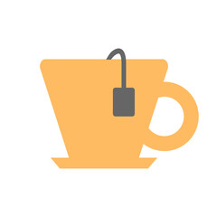 Cup with tea bag. minimal vector illustration