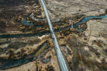 a bridge bombed by Russian invaders across the Irsha River along the Warsaw highway