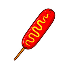 Sausage with stick vector illustration isolated on white background