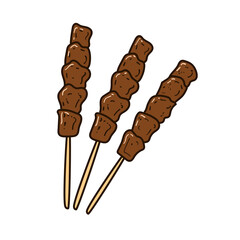 Satay vector illustration in cartoon style isolated on white background