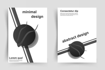 Geometric design with black lines and circles on white background. Black&White design for covers, templates, books and other ideas. Set of two covers