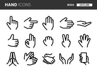 手に関連するラインスタイルのアイコンセット_004