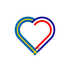 unity concept. heart ribbon icon of sweden and croatia flags. vector illustration isolated on white background