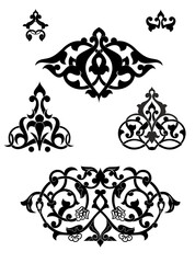 Fototapeta premium Arabesque vector set for design. Arabesque decor black on white illustration 