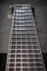 Black guitar details strings
