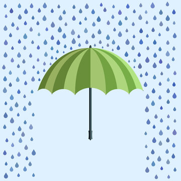 umbrella in pouring rain, flat design symbol vector illustration