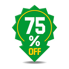 75 percent discount sticker. Vector pointer template on transpareny background