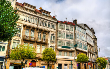 Fototapeta na wymiar Traditional architecture of Santiago de Compostela. UNESCO world heritage in Galicia, Spain